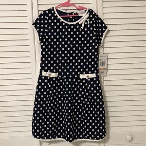 NWT Rare edition navy blue polka dot dress